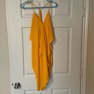 Yellow sheer mahina cross back dress